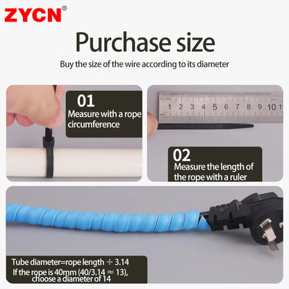 2Meters Spiral Cable Protector Line Organizer Tube Motorcycle Wire Protect Sleeve Flame Retardant Anti-Bite Cover Charger Cable