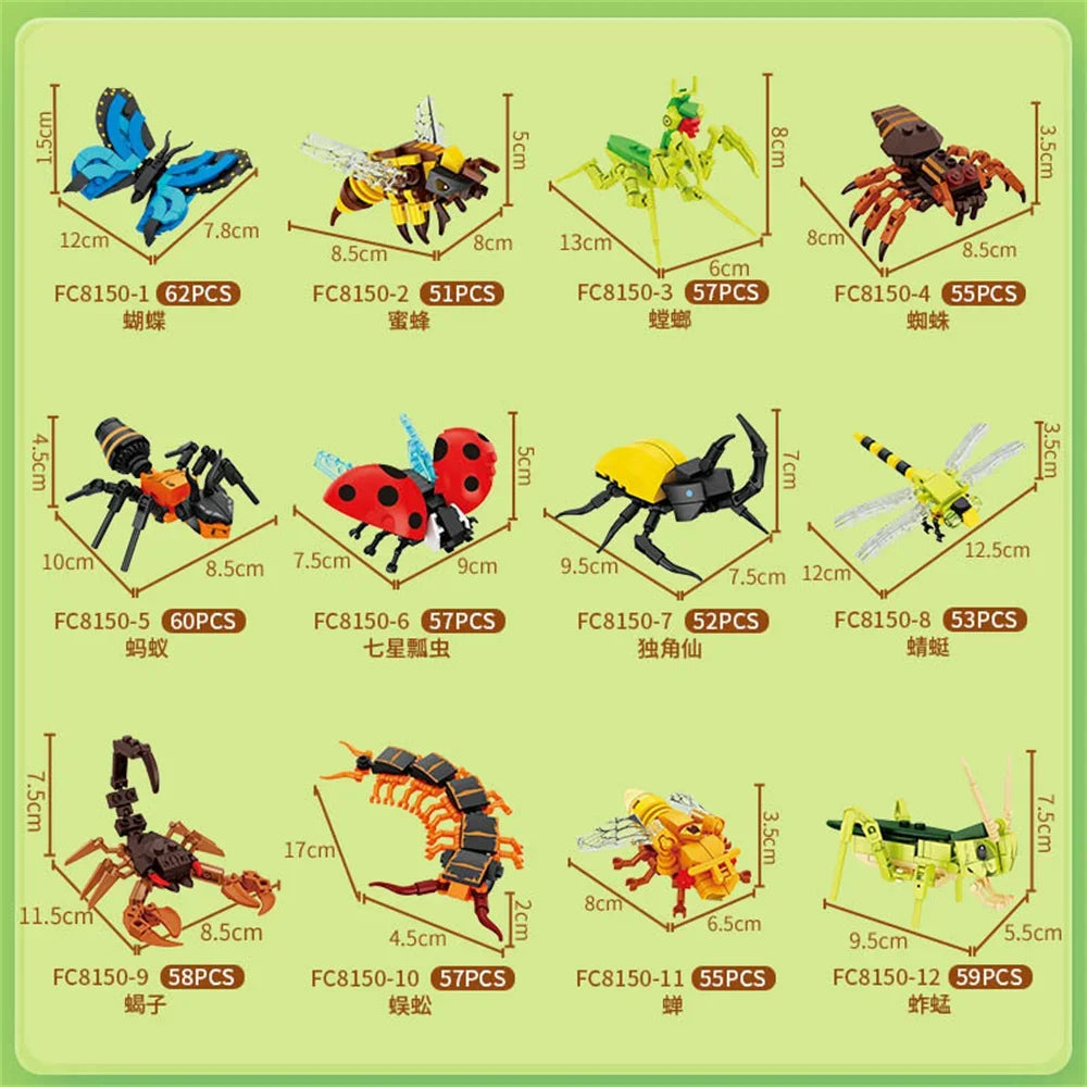 Insect Building Blocks DIY Animal Model Construction Toy Set