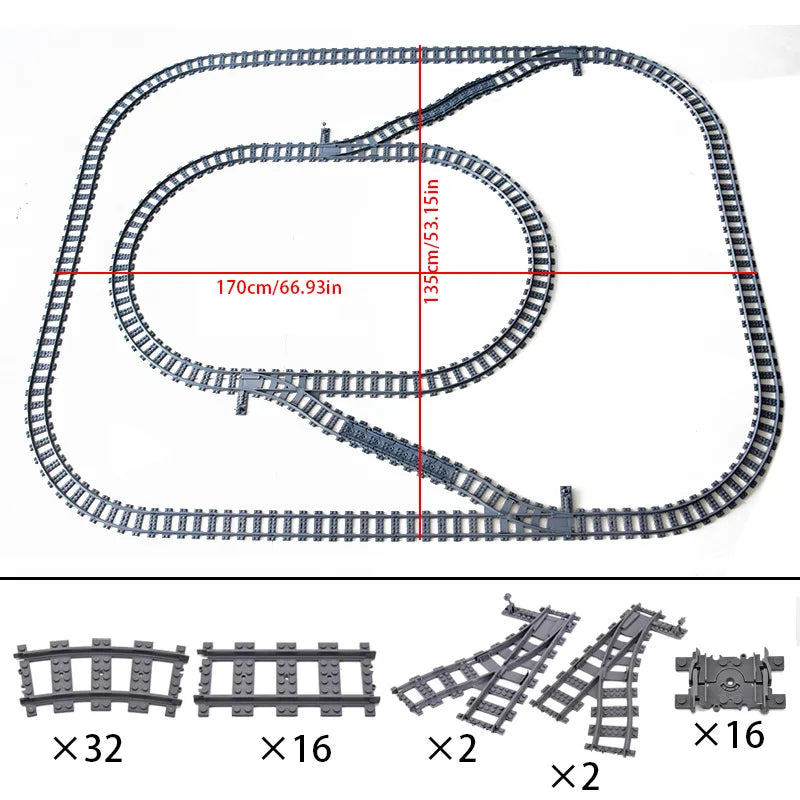 Train Track Building Blocks DIY Railroad Set for Kids &amp; Adults