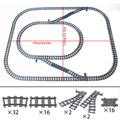 Train Track Building Blocks DIY Railroad Set for Kids &amp; Adults