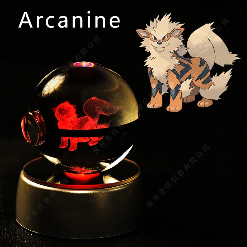 3D Crystal Ball Night Light – LED Glass Lamp with Colorful Base