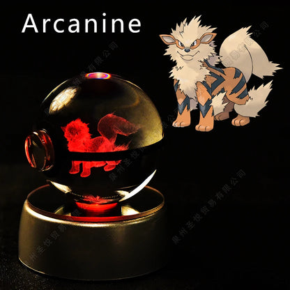 3D Crystal Ball Night Light – LED Glass Lamp with Colorful Base