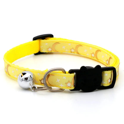 Cat Collar With Bell – Adjustable Breakaway Star Moon Collar