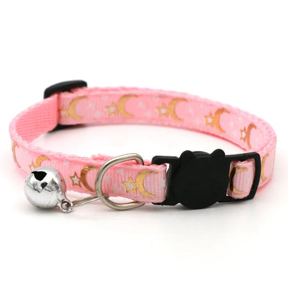 Cat Collar With Bell – Adjustable Breakaway Star Moon Collar