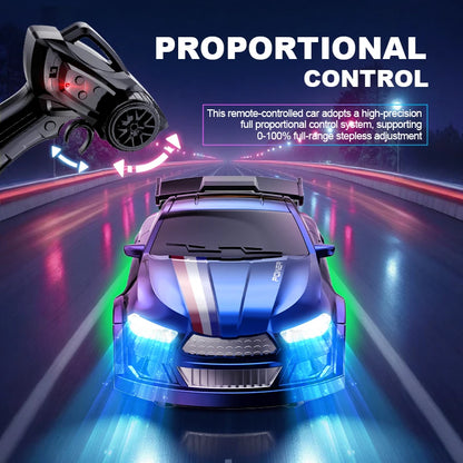 1:64 Mini RC Drift Car with 4WD, LED Lights and USB-C Charging