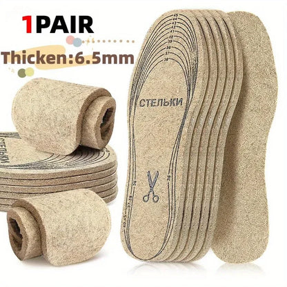 Wool Felt Insoles For Shoes Men Women Warm Shock-absorbing Insoles Shoes Pad Inlegzolen Heren Plantillas Adhesivas Para Zapatos