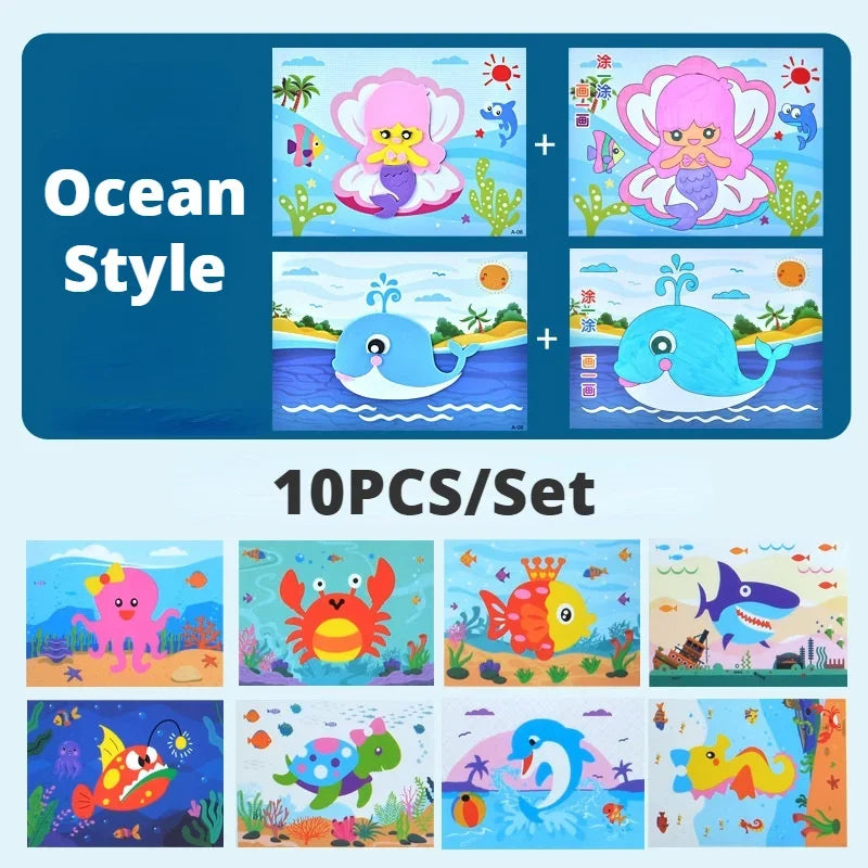 EVA Foam Sticker Puzzle Set with 3D Animal Crafts for Kids