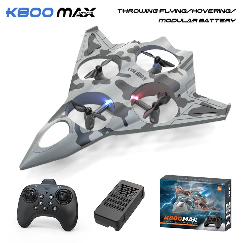 K500 MAX RC Plane – 2.4GHz Foam Stunt Glider with LED Lights