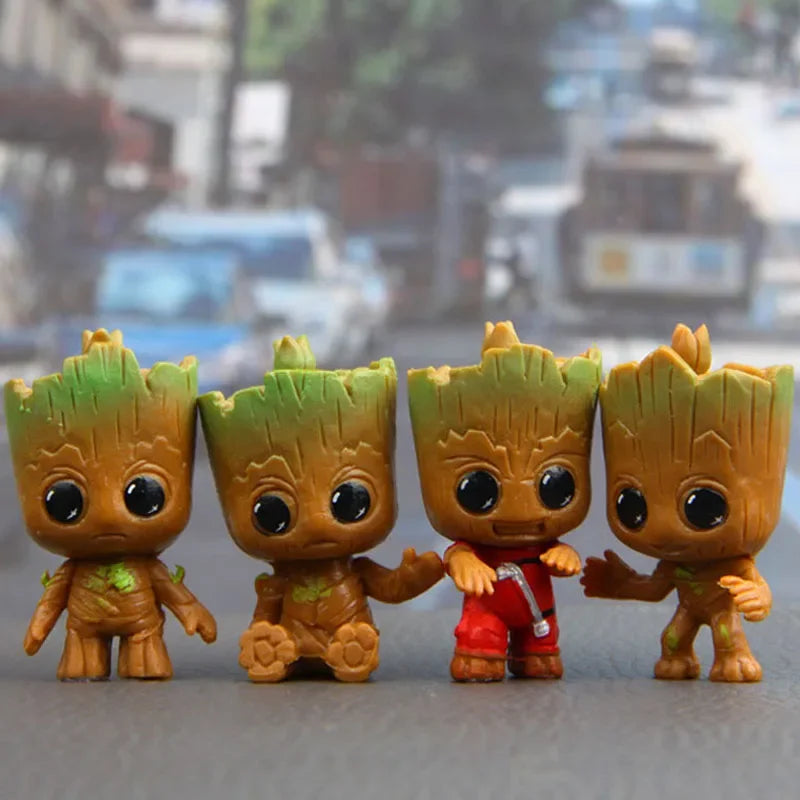 Miniature Tree Character Figurines – Set of 4 Resin Decorations