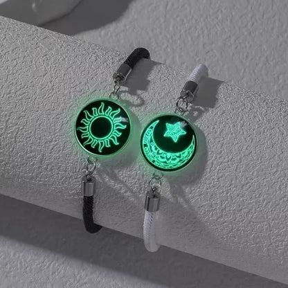 Sun Moon Couple Bracelets, Luminous Matching Rope Bracelets for Couples