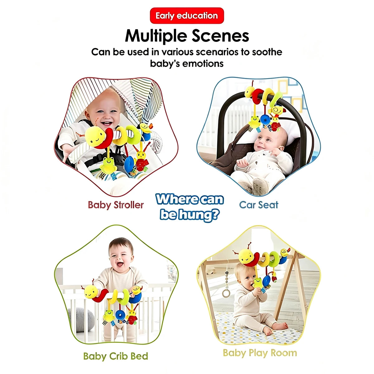 Baby Crib Toy – Hanging Sensory Comfort Toy with Squeaker