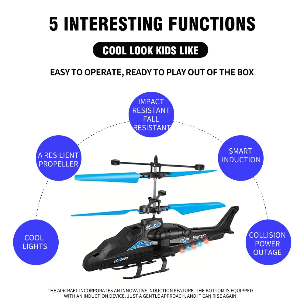 2-Way Remote Control Helicopter with LED Lights and USB Charging