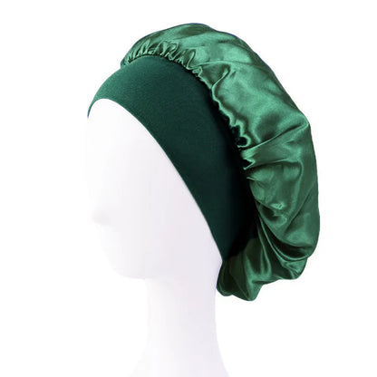 New Satin Wide Brim Nightcap Silky Bonnet Hair Wrap for Sleeping Sleep Cap With Elastic Soft Band Styling Cap Hair Wrapping Tool