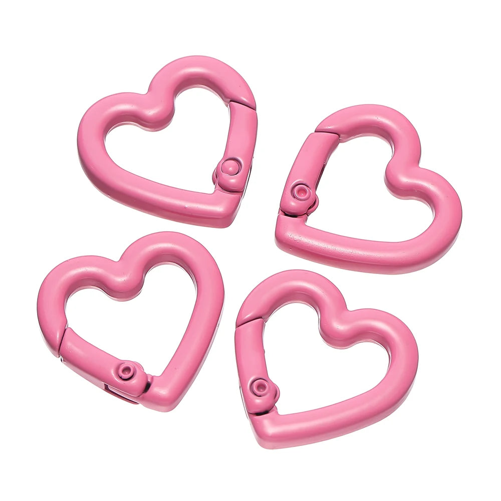 Heart Carabiner Clips, Metal Spring Clasp Keychain Hooks 5pcs
