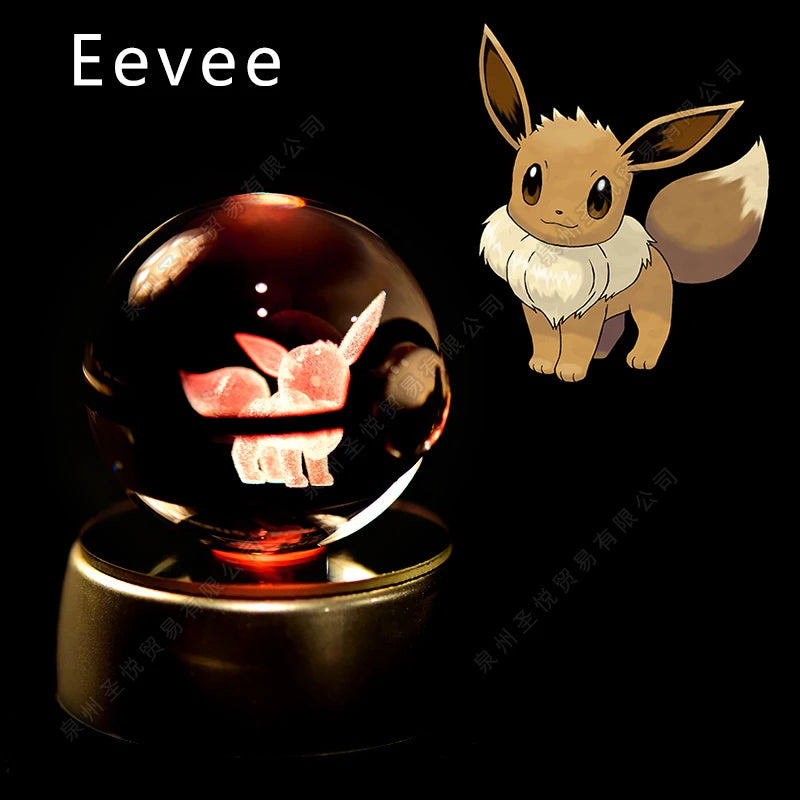 3D Crystal Ball Night Light – LED Glass Lamp with Colorful Base