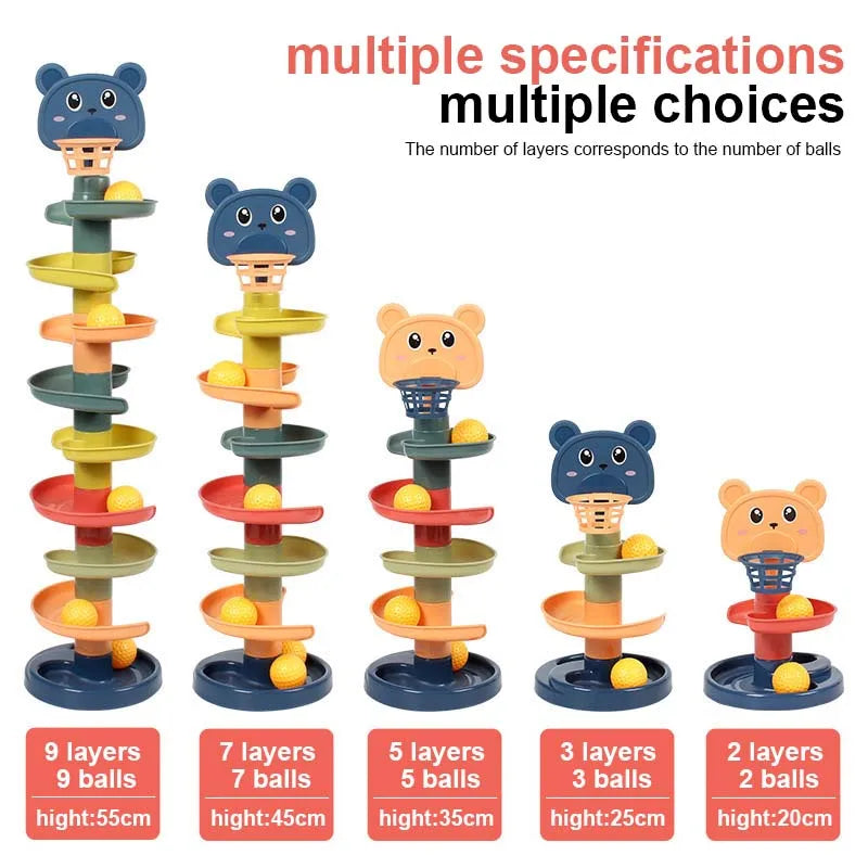 Montessori Rolling Ball Toy Baby Stacking Track Educational Game