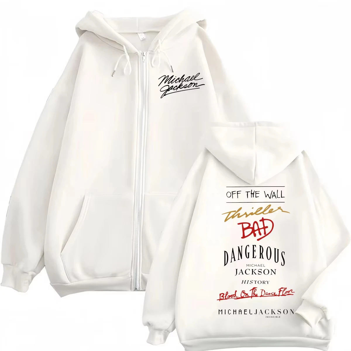 90's Rock Singer Michael Jackson Album Print Zipper Hoodie High Quality Fashion Zip Up Pullovers Men Women Oversized Sweatshirts