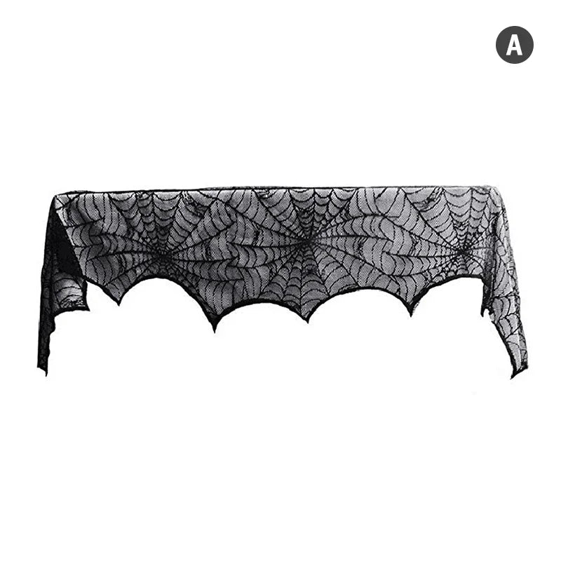 Halloween Spider Web Tablecloth – Black Lace Table Runner