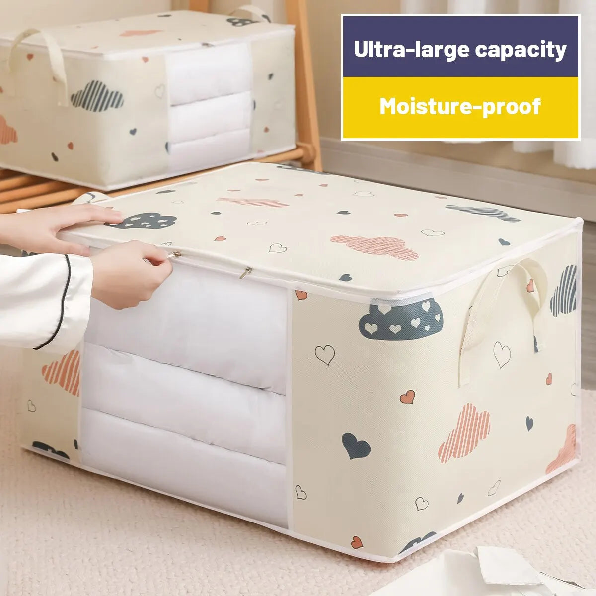 Large Clothes Storage Bag Organizer for Blankets & Bedding