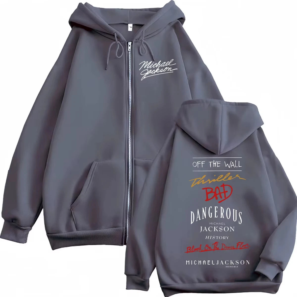 90's Rock Singer Michael Jackson Album Print Zipper Hoodie High Quality Fashion Zip Up Pullovers Men Women Oversized Sweatshirts