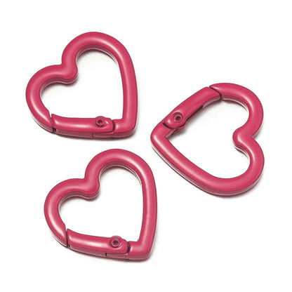 Heart Carabiner Clips, Metal Spring Clasp Keychain Hooks 5pcs