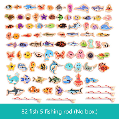Magnetic Fishing Game for Kids – Wooden Marine Life Learning Toy