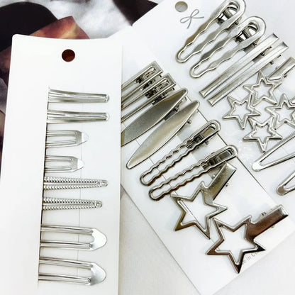 24-Piece Silver Metal Hair Clips Set for Women and Girls