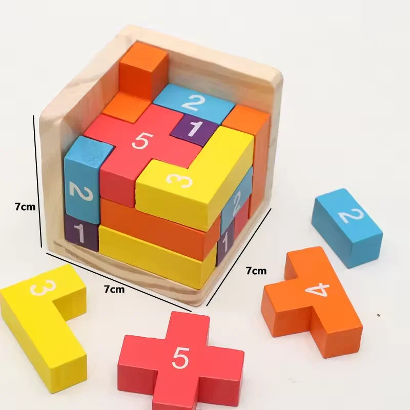 3D Wooden Cube Puzzle – Interlocking Brain Teaser Game