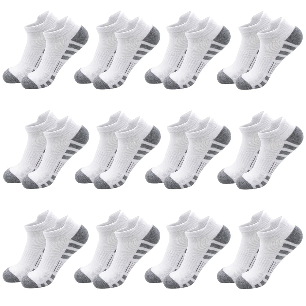 6/24Pairs Ankle Athletic Running Socks Cushioned Breathable Low Cut Sports Tab Socks For Men And Women