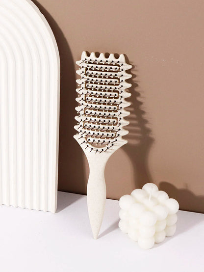 Curling Styling Brush - Hollow Massage Comb, Nylon Mane, ABS Plastic Handle, Comfortable Grip Special for Real Hair Wigs