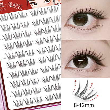 No Glue Needed Idol False Eyelashes Large Capacity 7-9mm Self Adhesive Eyelashes tweezers DIY Lash Extension Cluster Lashes