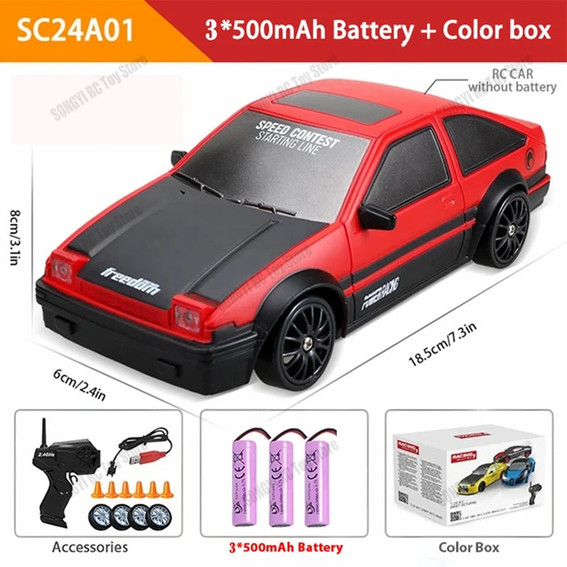 1:24 Scale RC Drift Racing Car with LED Lights and 4WD