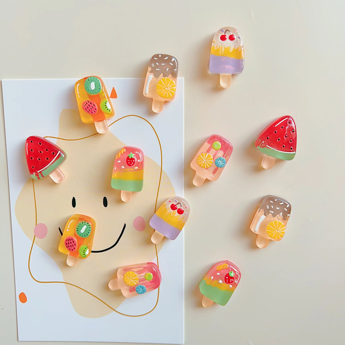 Fruit Fridge Magnets Set – 6PCS Strawberry, Watermelon & Ice Cream