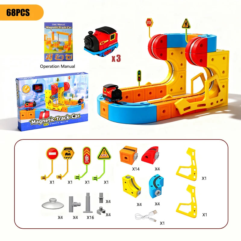 Magnetic Electric Train Set with DIY Track Building