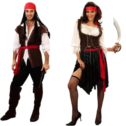 Adult Pirate Costume Unisex Cosplay Outfit – Halloween Carnival Set