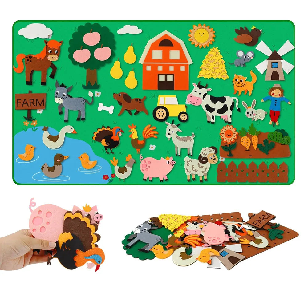 Farm Animal Felt Story Board Set for Interactive Toddler Learning
