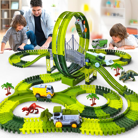 Dinosaur Race Track Set – Flexible Climbing Car Track Toy for Kids