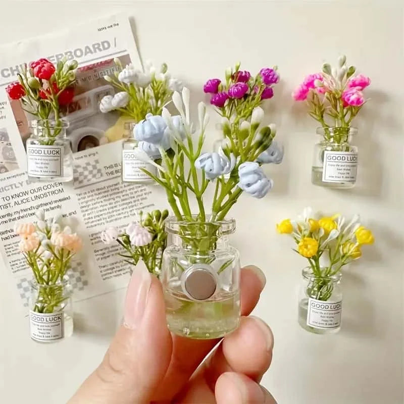 Mini Vase Fridge Magnets – 8-Piece 3D Refrigerator Decor Set