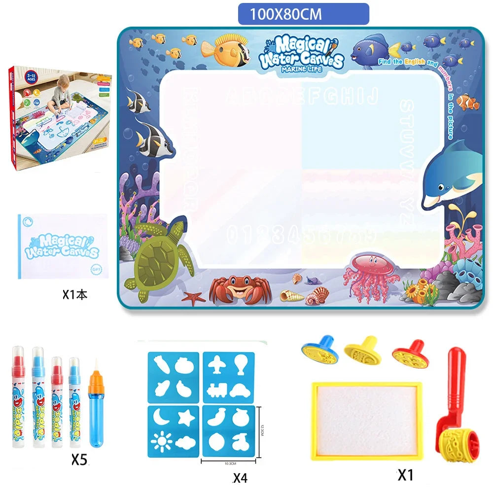 Magic Water Drawing Mat Coloring Doodle with Reusable Magic Pens Montessori Painting Board Educational Toys Kids Gifts