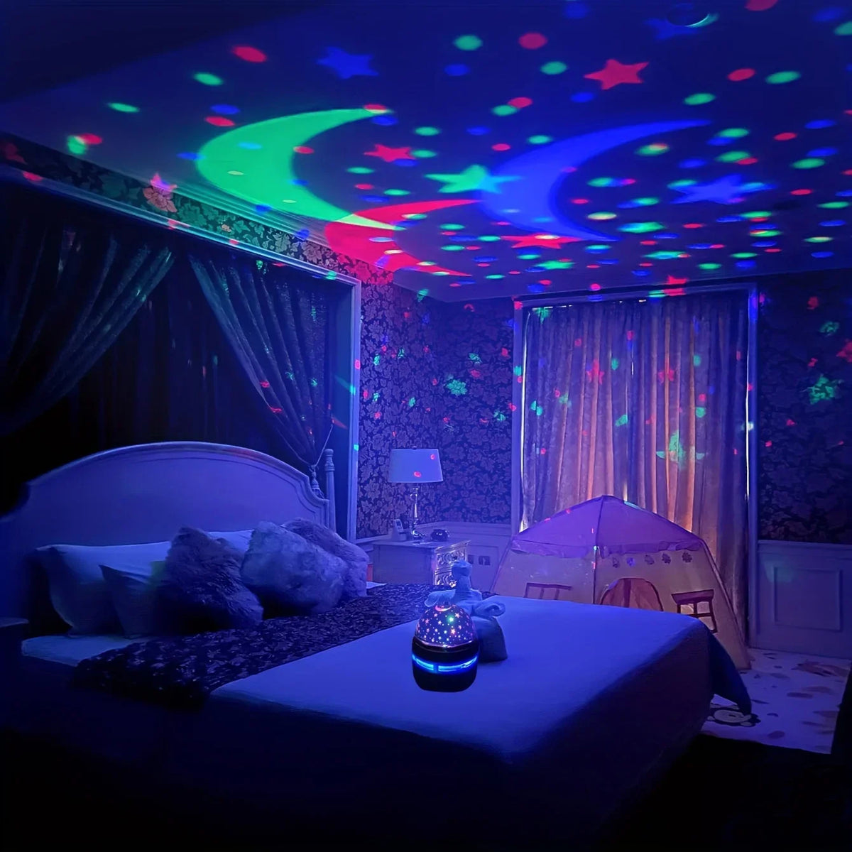 Starry Sky Projector Night Light – LED Moon & Star Lamp