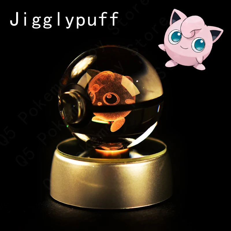 3D Crystal Ball Night Light – LED Glass Lamp with Colorful Base