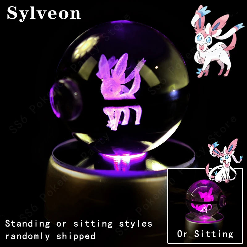 3D Crystal Ball Night Light – LED Glass Lamp with Colorful Base