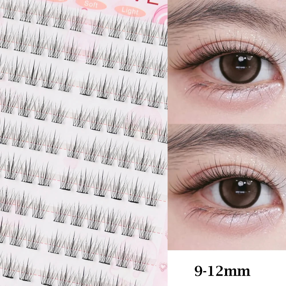 No Glue Needed Idol False Eyelashes Large Capacity 7-9mm Self Adhesive Eyelashes tweezers DIY Lash Extension Cluster Lashes