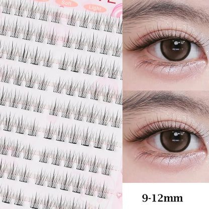 No Glue Needed Idol False Eyelashes Large Capacity 7-9mm Self Adhesive Eyelashes tweezers DIY Lash Extension Cluster Lashes