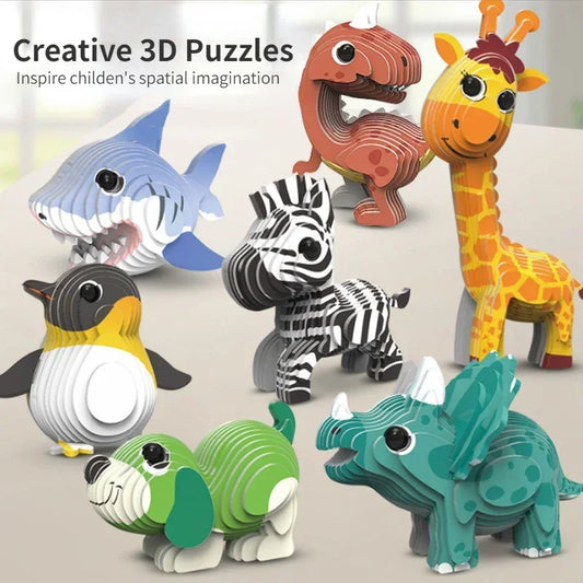3D Animal Puzzle for Kids, DIY Paper Dinosaur and Animal Models