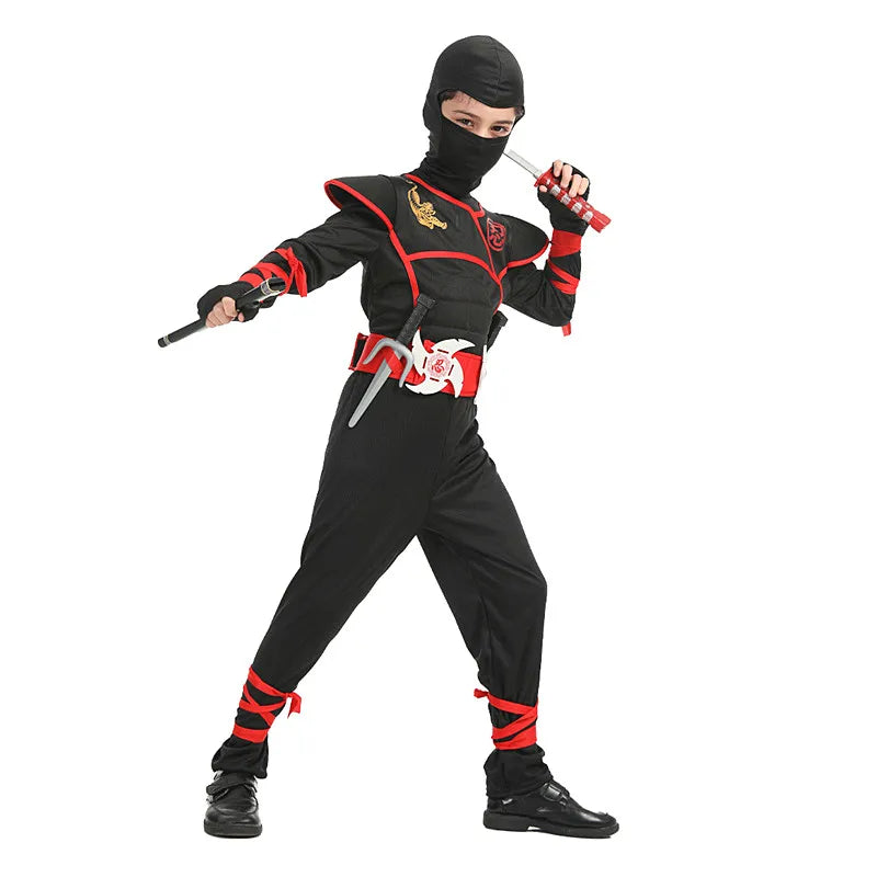 Kids Ninja Costume Set with Hood & Accessories – Halloween Outfit