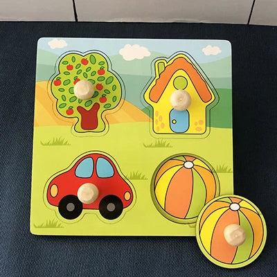 Wooden Puzzle for Toddlers – Alphabet, Number & Shape Matching