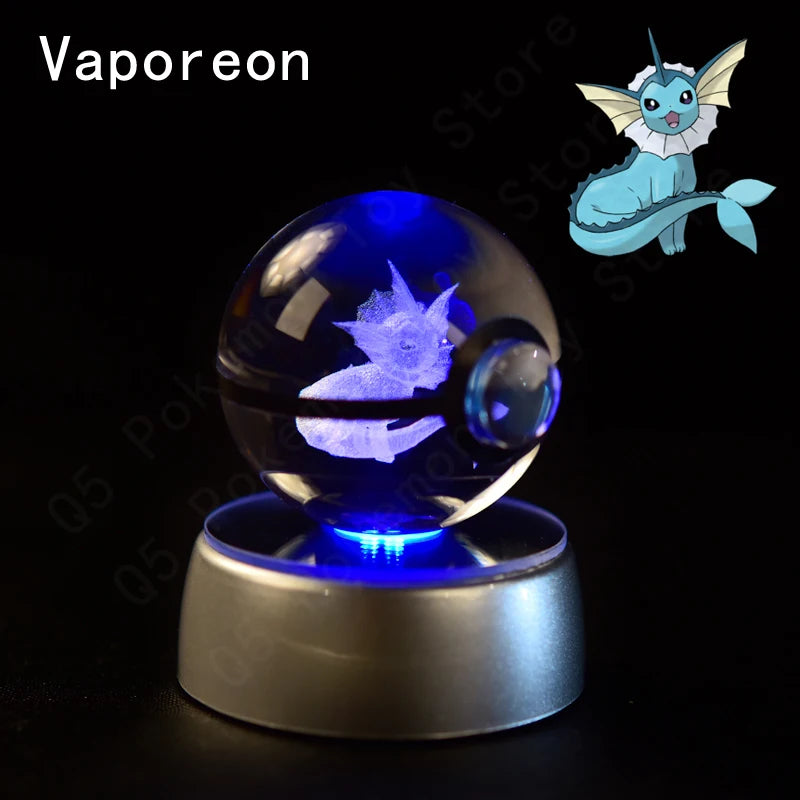 3D Crystal Ball Night Light – LED Glass Lamp with Colorful Base
