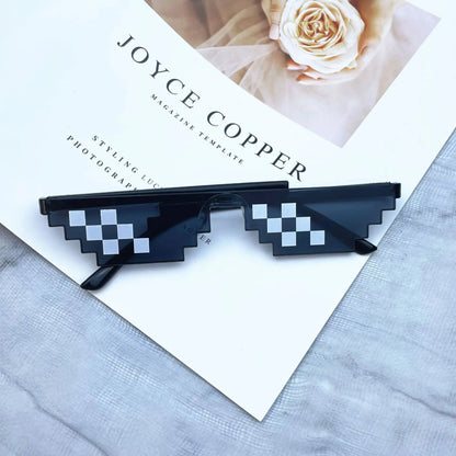 Pixelated Sunglasses – Funny Mosaic Rimless Shades for Parties