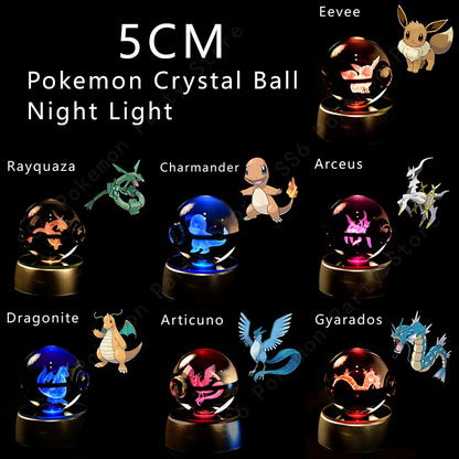 3D Crystal Ball Night Light – LED Glass Lamp with Colorful Base